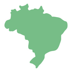 Flat green silhouette of Brazil map in simple vector style.

