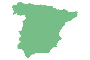 Obraz premium Flat green silhouette of Spain map in minimal vector style.