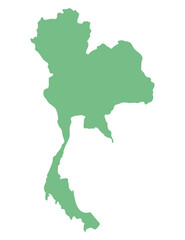 Obraz premium Flat green silhouette of Thailand map in minimal vector style.