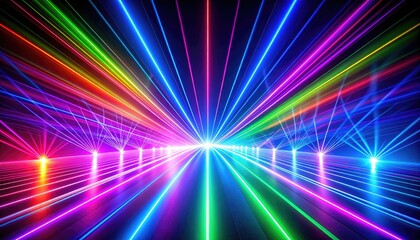 Obraz premium Rainbow neon light road