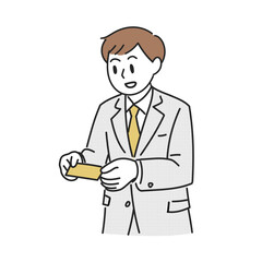 名刺交換をする若いビジネスマンのイラスト