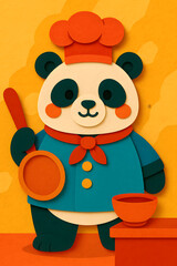 Panda Sushi Chef Flying in the Sky