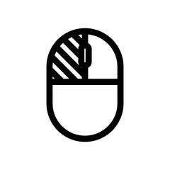 Outline icon of the left-click-mouse in black, on a clean white background. 
Minimalist and scalable design, suitable for accessibility-related graphics, branding, or educational materials.