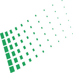 Green squares forming a dynamic pattern on white background