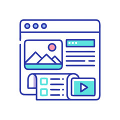 Fototapeta premium Website Design and Development Icon with Media Elements