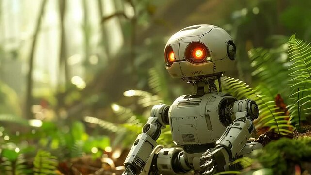 robot in jungle footage