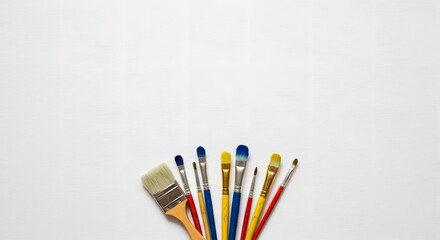 paint brushes isolated on white canvas background