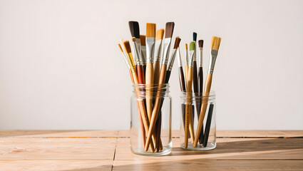 Obraz premium brushes in a glass