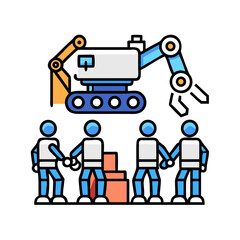 Teamwork Construction Site Excavator Workers