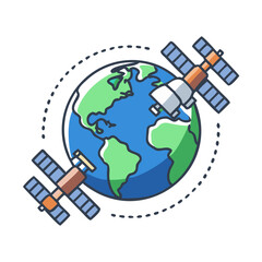 Fototapeta premium Earth Orbiting Satellites Space Exploration Illustration