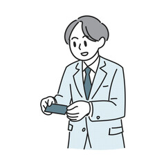 会議で話し合う二人のビジネスマンのイラスト