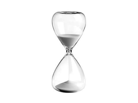Elegant hourglass sand timer time passing concept, Isolated On Transparent Background, Png