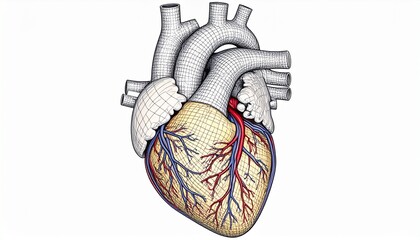 human heart with line art