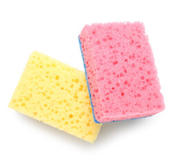 Sponges for cleaning on white background