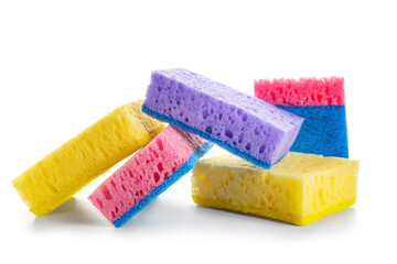 Sponges for cleaning on white background