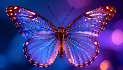 Gorgeous Translucent Hand Crafted Glass and Gold Butterfly 118