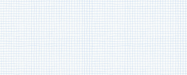 Square grid seamless patter. Hand drawn student notebook sheet, checkered paper background. Crayon drawn vector thin lines. Pattern texture for bullet journal. White blank notebook sheet with grid.
