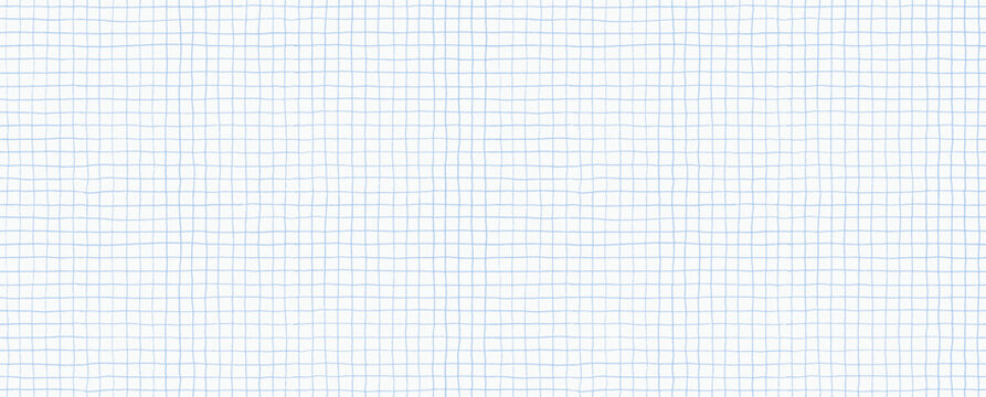 Square grid seamless patter. Hand drawn student notebook sheet, checkered paper background. Crayon drawn vector thin lines. Pattern texture for bullet journal. White blank notebook sheet with grid.