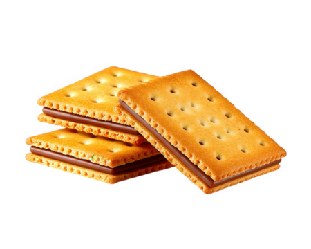 Crispy biscuit chocolate cream sweet snack dessert isolated golden rectangular layered delicious treat perfect for tea time or break appetizing and inviting