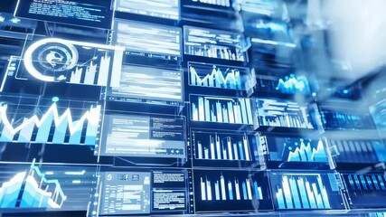 Abstract futuristic digital interface with data analysis and charts for background use for - Powered by Adobe