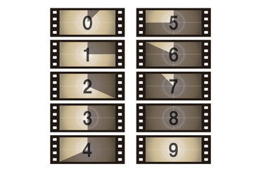 映画のカウントダウン70ミリフィルム、映画、アニメーション開始タイマーのレトロ背景