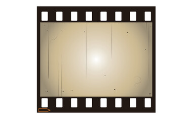 セピア色で傷、汚れがある映画写真の35ミリフィルム　グラフィック素材