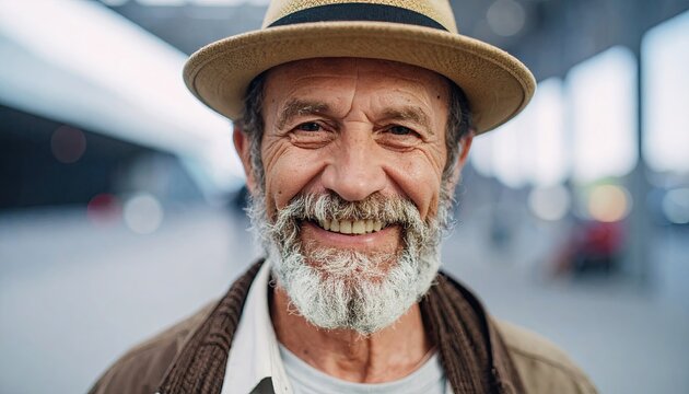 Smiling senior man outdoors