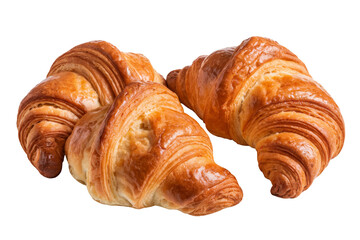 fresh croissants isolated on white background.