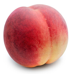 White Snow  Peach drop from the air isolated on white background, Fresh White Peach on White Background With clipping path.