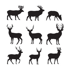 Fototapeta premium buck silhouette set, Black & White silhouette set