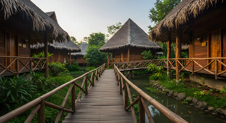 Serene Wooden Cottages by the Water