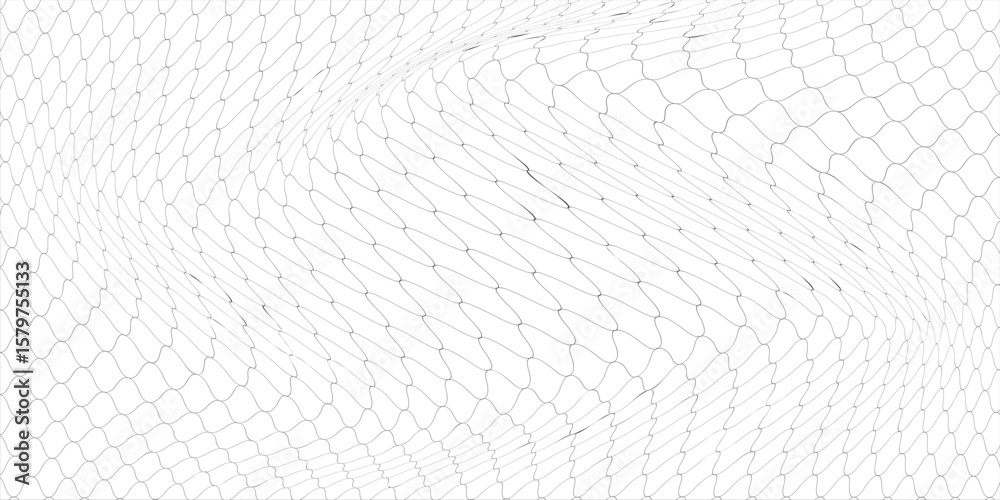 Wall mural abstract geometric wireframe mesh background with dynamic wavy distortion