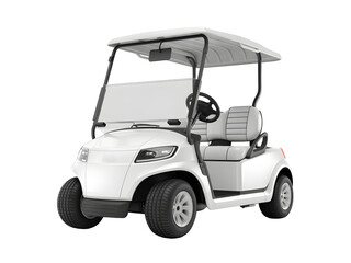 Naklejka premium A sleek white golf cart presents a modern transport solution against transparent background.