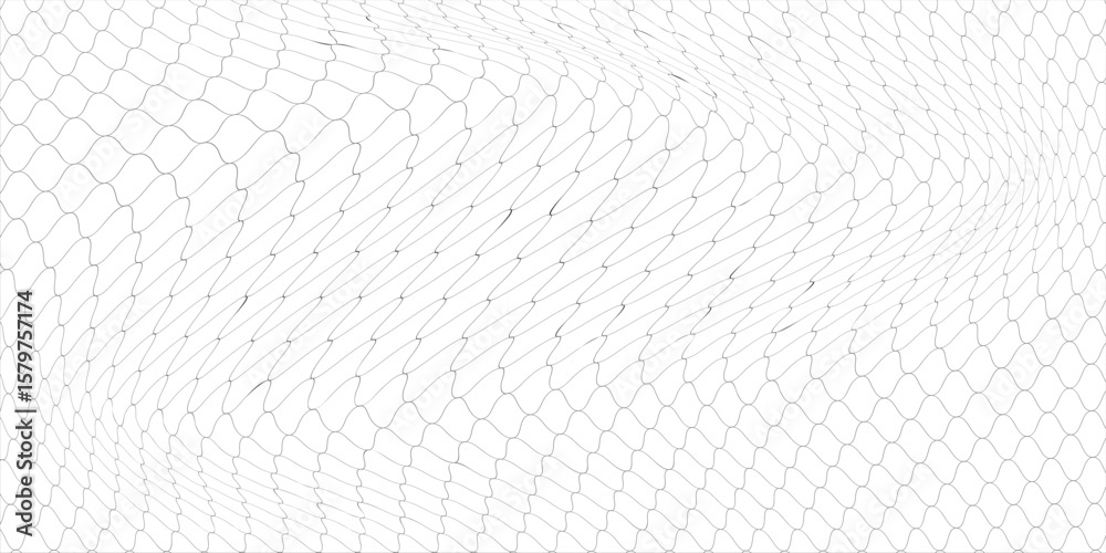 Wall mural abstract geometric wireframe mesh background with dynamic wavy distortion