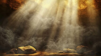 Cave interior illuminated by sunlight