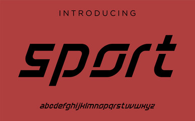 Fototapeta premium Futuristic modern geometric font logo. racing font, workshop, automotive, digital technology 