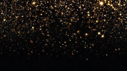 Luxurious Golden Sparkles on Black Abstract Background