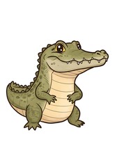 Obraz premium Cute Cartoon Alligator Illustration on White Background