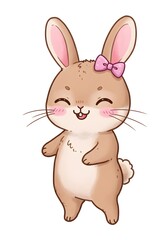 Fototapeta premium Cute Cartoon Bunny with Bow