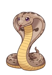Fototapeta premium Cute Cartoon Cobra Snake Illustration, Smiling and Ready for Action