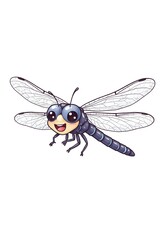 Cute Cartoon Dragonfly Illustration on White Background