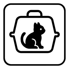 Pet carrier pet friendly shopping mall icon with transparent background symbolizing animal accommodation and pet transport
