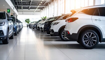 Showroom with parked cars
