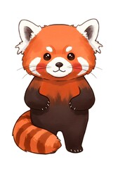 Obraz premium Cute Cartoon Red Panda Illustration on White Background