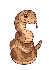 Fototapeta premium Cute Cartoon Snake Illustration on White Background
