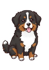 Fototapeta premium Happy Bernese Mountain Dog Cartoon Illustration