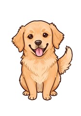 Happy Golden Retriever Puppy Cartoon Illustration