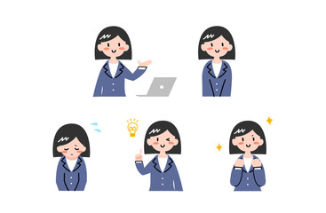 ビジネスウーマンのイラストセット