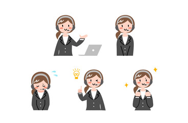 オペレーターの女性のイラストセット