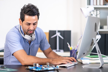 man working on computer